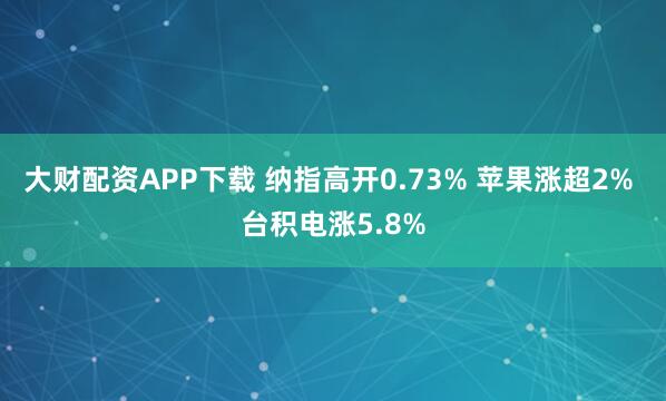 大财配资APP下载 纳指高开0.73% 苹果涨超2% 台积电涨5.8%
